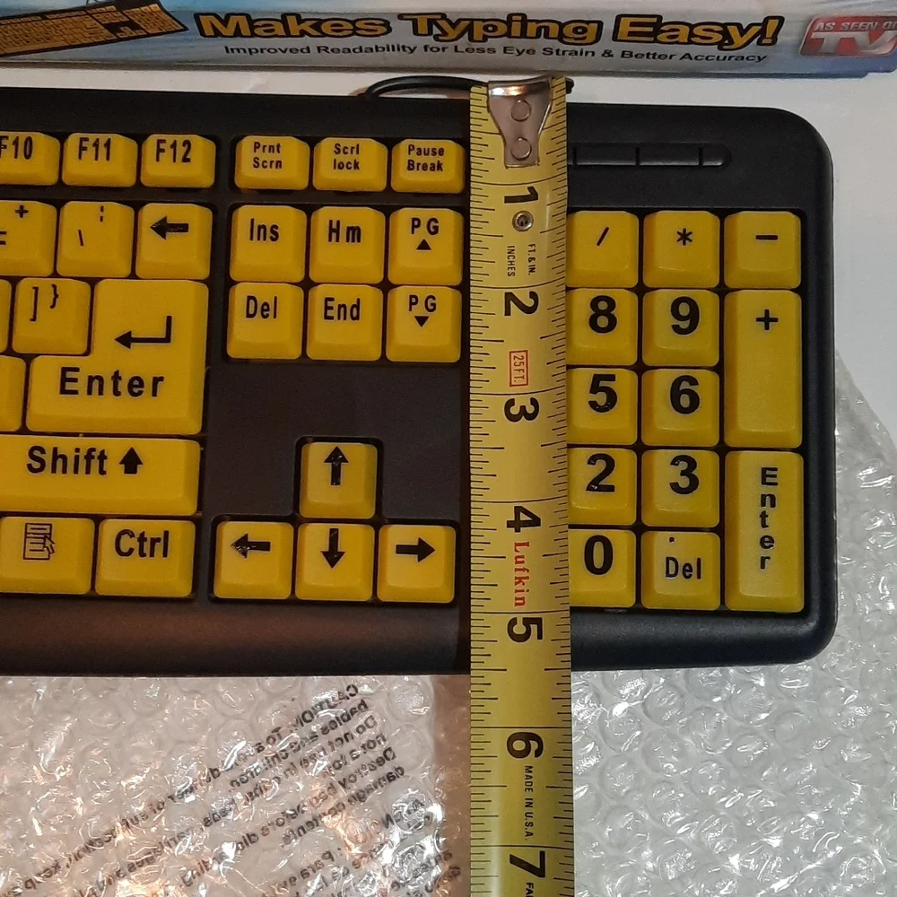 Large print keyboard makes typing easy.